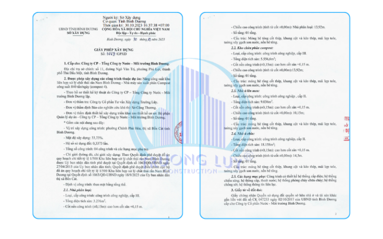 Giấy phép nâng công suất khu liên hợp xử lý chất thải rắn Nam Bình Dương