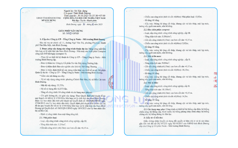 Dự án xin giấy phép nâng công suất Khu liên hợp xử lý chất thải rắn Nam Bình Dương