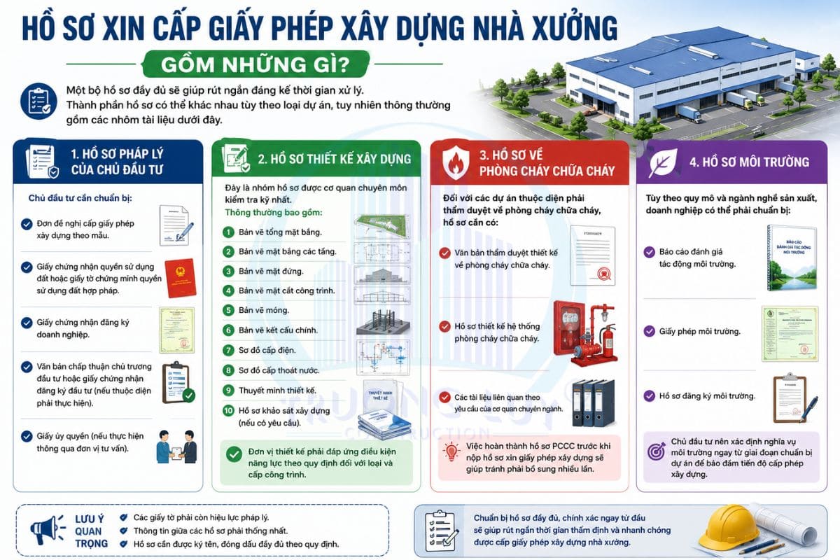Hồ sơ xin cấp giấy phép xây dựng nhà xưởng gồm những gì?
