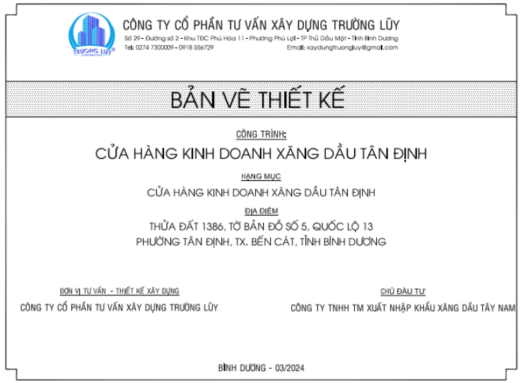 bản vẽ thiết kế xin phép xây dựng cửa hàng xăng dầu tân định