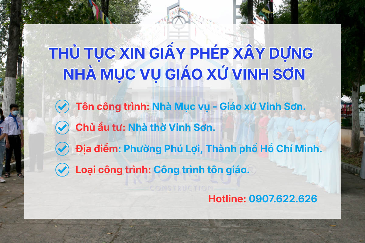 Hoàn tất thủ tục cấp phép xây dựng Nhà Mục vụ Giáo xứ Vinh Sơn tại phường Phú Lợi