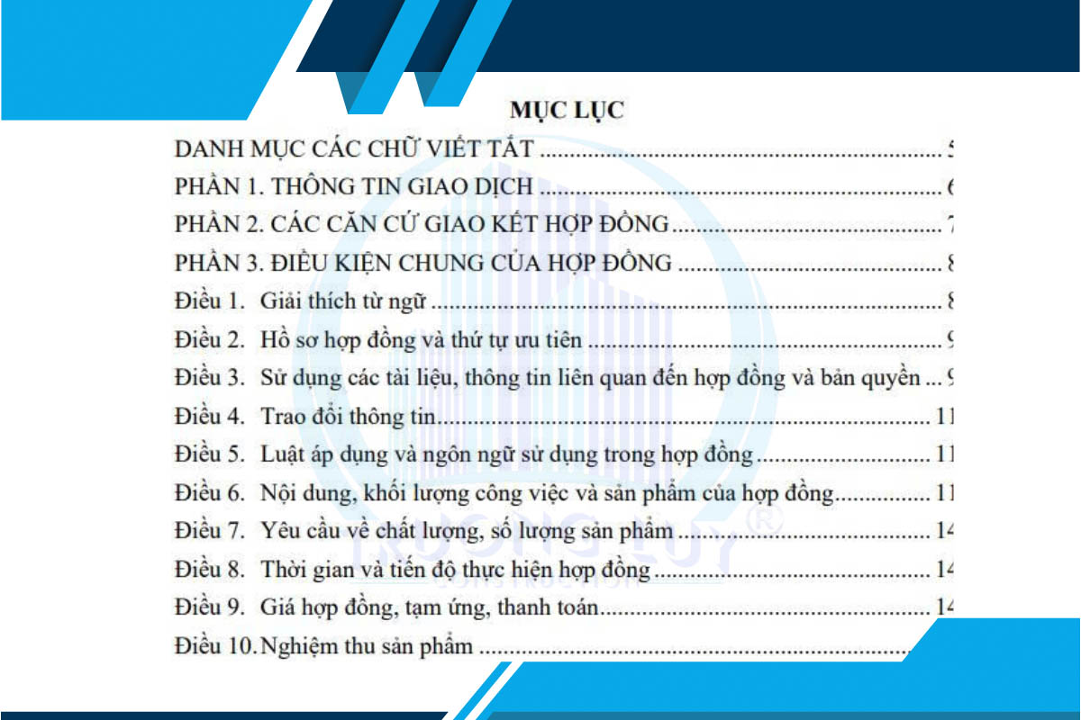 Nội dung chính của mẫu hợp đồng mới nhất 2026