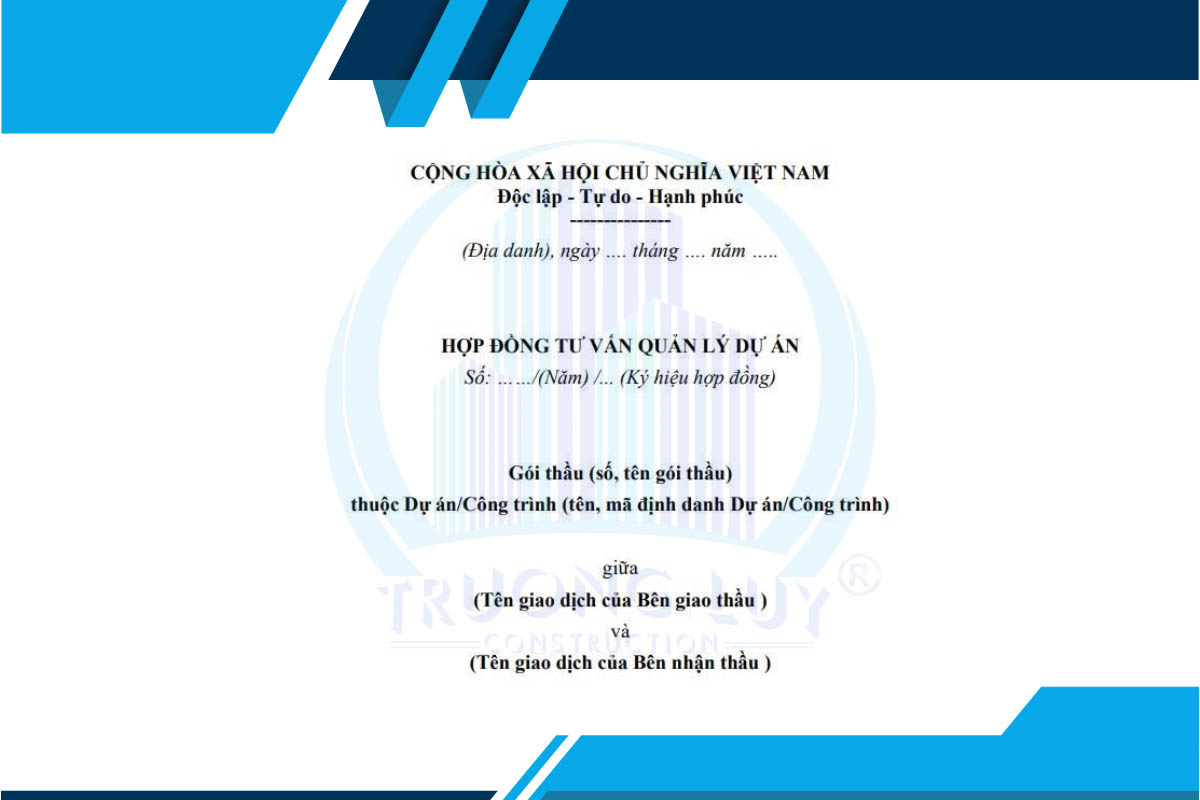 Mẫu hợp đồng tư vấn quản lý dự án được ban hành theo Quyết định 1040/QĐ-BXD